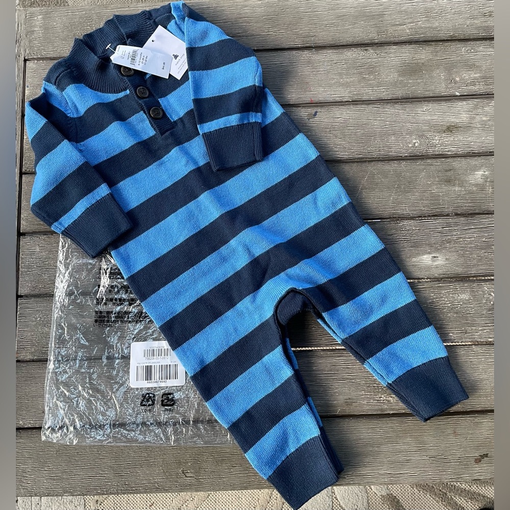 BabyGap Blue Henley Sweater One Piece 6-12M